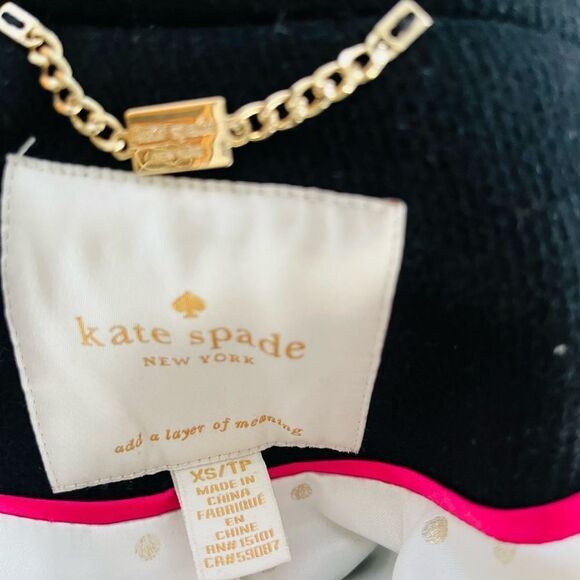 Kate Spade wool blend peplum ruffled button front coat in black Size XSmall - Picture 11 of 11